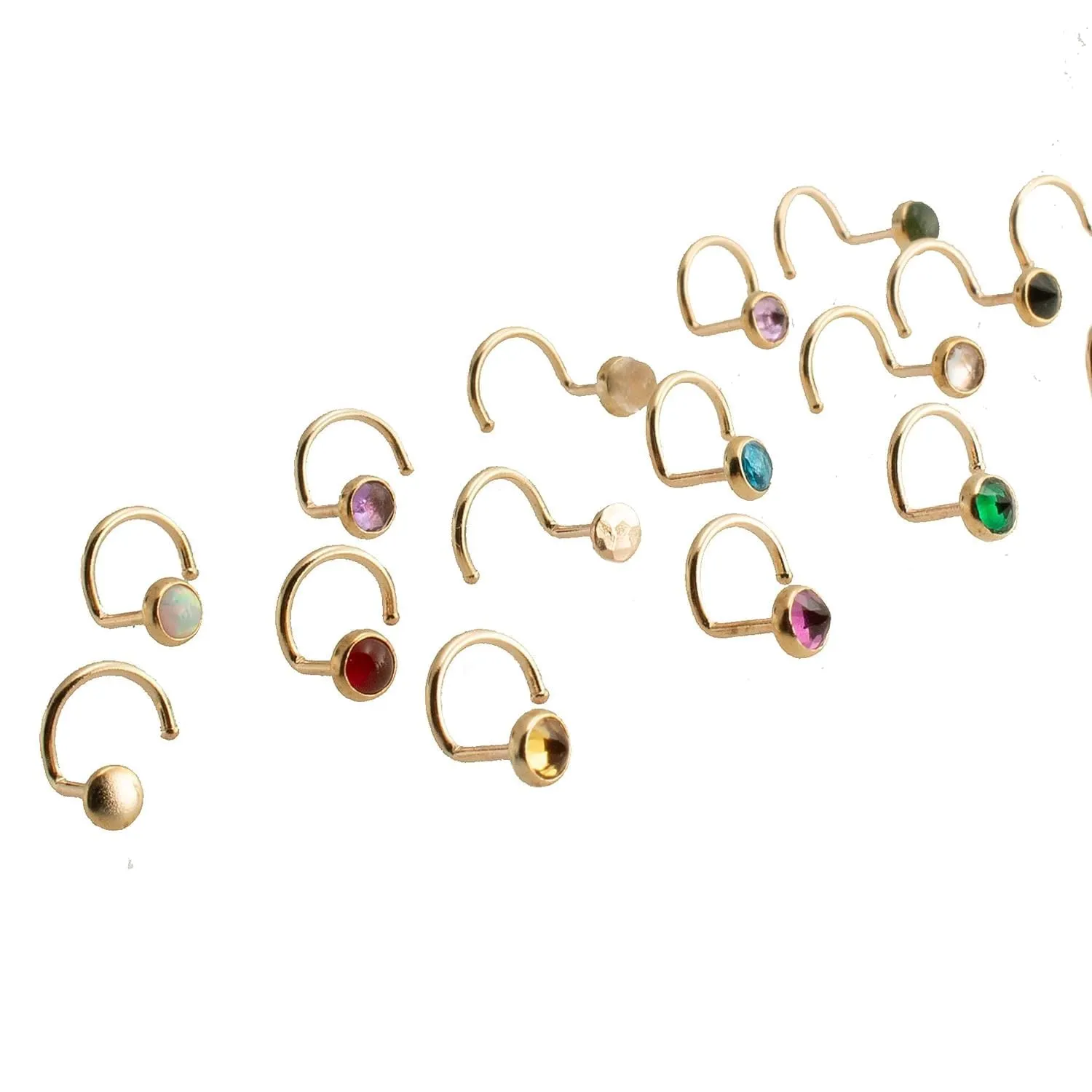 Nose Stud Screw Shaped Nose Rings, Sterling Silver, Gold 18-20 GA Nostril Corkscrew Piercing for Women Men Left or Right Side Handmade (3mm Left Side, 18 gauge | Shiny)