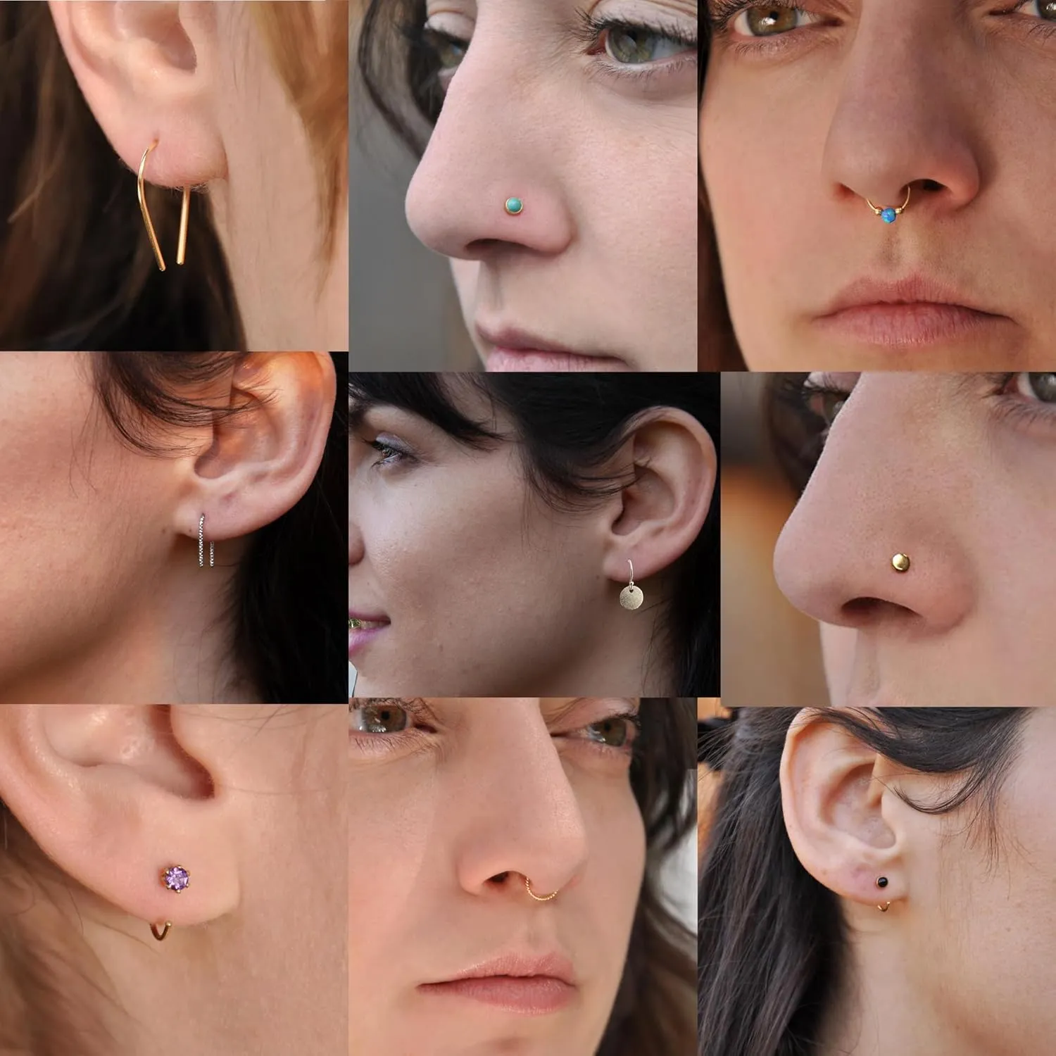 Nose Stud Screw Shaped Nose Rings, Sterling Silver, Gold 18-20 GA Nostril Corkscrew Piercing for Women Men Left or Right Side Handmade (3mm Left Side, 18 gauge | Shiny)