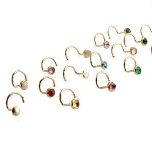 Nose Stud Screw Shaped Nose Rings, Sterling Silver, Gold 18-20 GA Nostril Corkscrew Piercing for Women Men Left or Right Side Handmade (3mm Left Side, 18 gauge | Shiny)