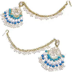 OIDIMS Vintage Crystal Bollywood Earrings Boho Flower Beaded Tassel Traditional Unique Dangle Earring Ethnic Bohemian Jhumka Jhumki Hair Accessories for Women Wedding Party Fashion Gift Jewelry