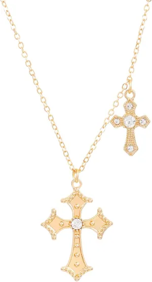 ONLYJUMP Cross Necklace for Women Dainty Gold Silver Plated Double Cross Pendant Necklace Minimalist Trendy Cross Charm Link Chain Choker Delicate Faith Jewelry Religious Gifts