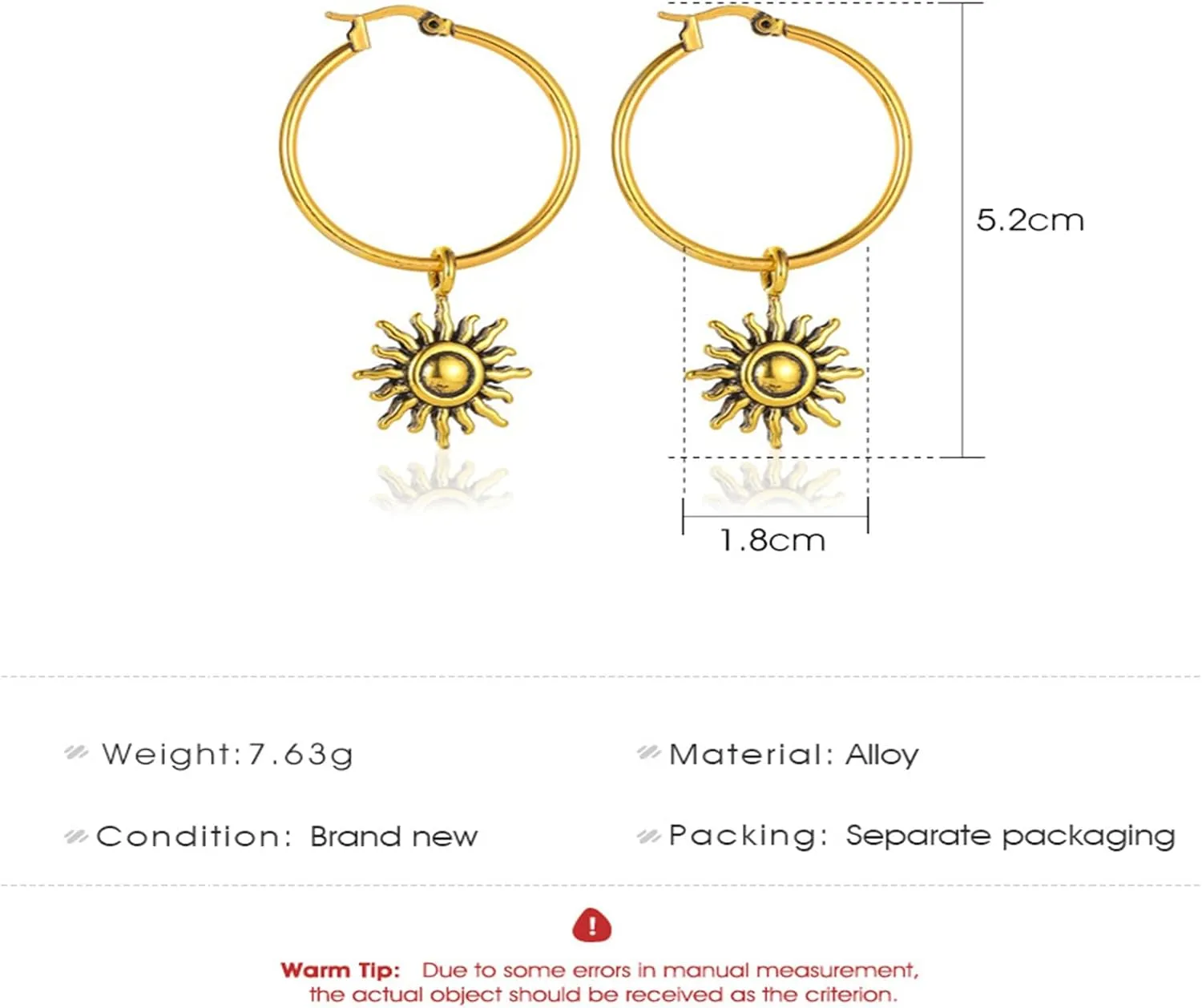 Opal Sun Hoop Earrings Gold Silver Plated Vintage Unique Sunflower Flower Sunburst Celestial Lightweight Dangle Drop Earrings for Women Boho Style Birthday Party Vacation Fashion Jewelry Gifts
