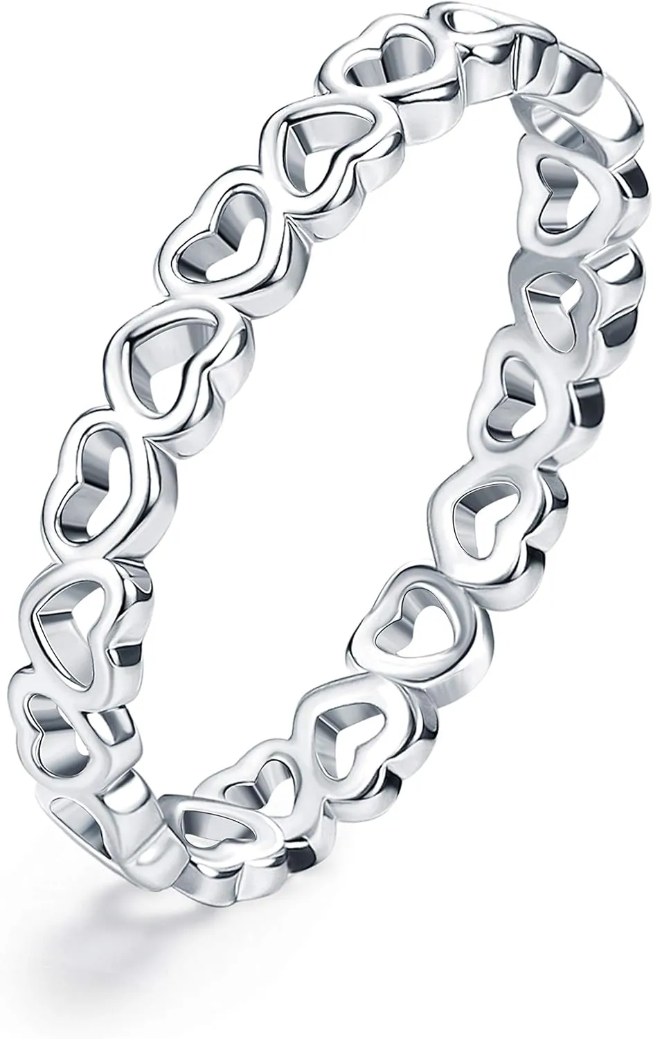 ORAZIO Real 925 Sterling Silver Heart Ring for Women Cute Plain Heart Band Dainty Engagement Promise Wedding Rings Jewelry