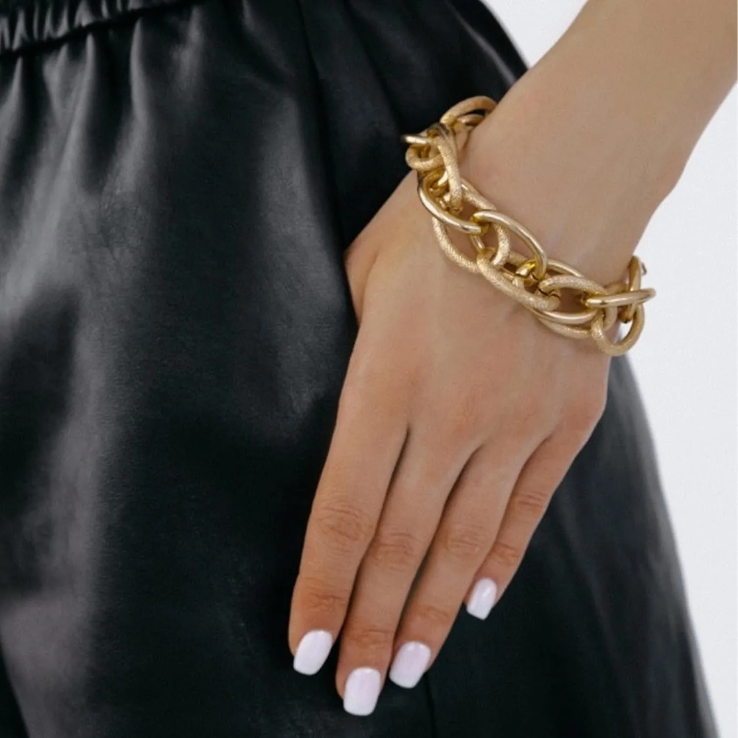 Otxas 14K Gold Chunky Necklace and Bracelets Set Gold Statement Necklace for Women Silver Chunky Necklace Fashion Punk Necklaces Cuban Chain Hip-hop Jewelry for