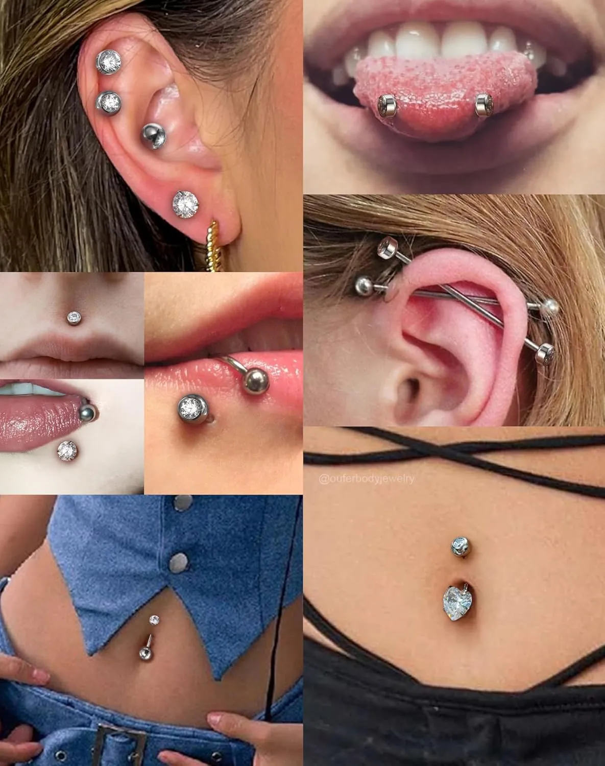 OUFER 2PCS Titanium 14G 5mm Internally Threaded Replacement Balls for Belly Button Rings, Clear CZ Gem for 1.6mm Barbells