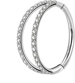 OUFER Helix Piercing Jewelry,16G Surgical Steel Helix Hoop Earrings, Cartilage Tragus Rook Piercing Jewelry, Double Row Diamonds Lip Labret Rings Hoop for Women Men