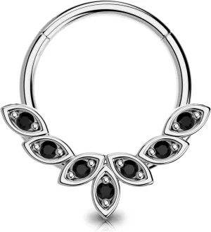 OUFER Septum Rings 16G, 316L Stainless Steel Septum Rings Hoops, Cluster CZ Hinged Segment Daith Helix Piercing Jewelry For Women And Men