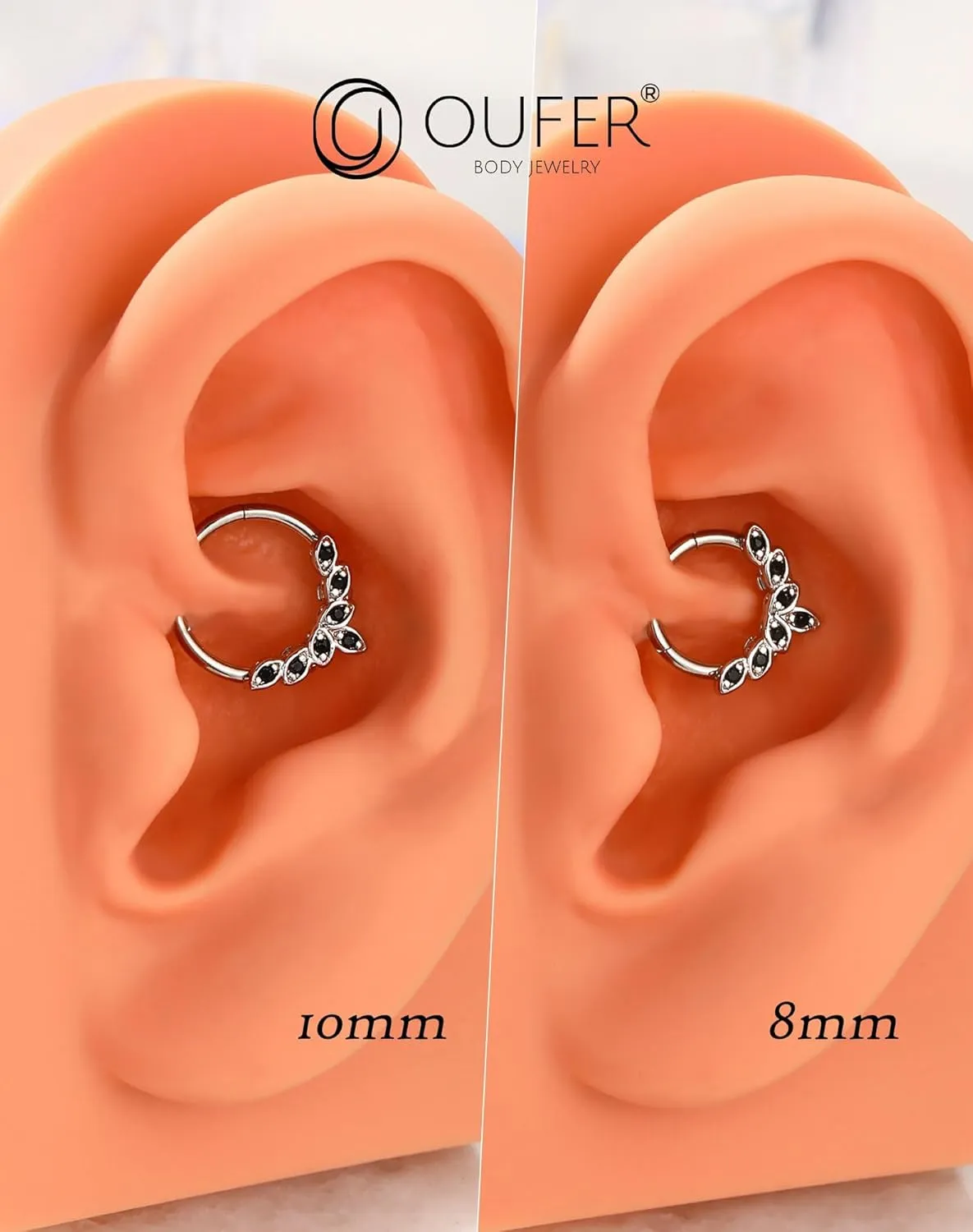 OUFER Septum Rings 16G, 316L Stainless Steel Septum Rings Hoops, Cluster CZ Hinged Segment Daith Helix Piercing Jewelry For Women And Men