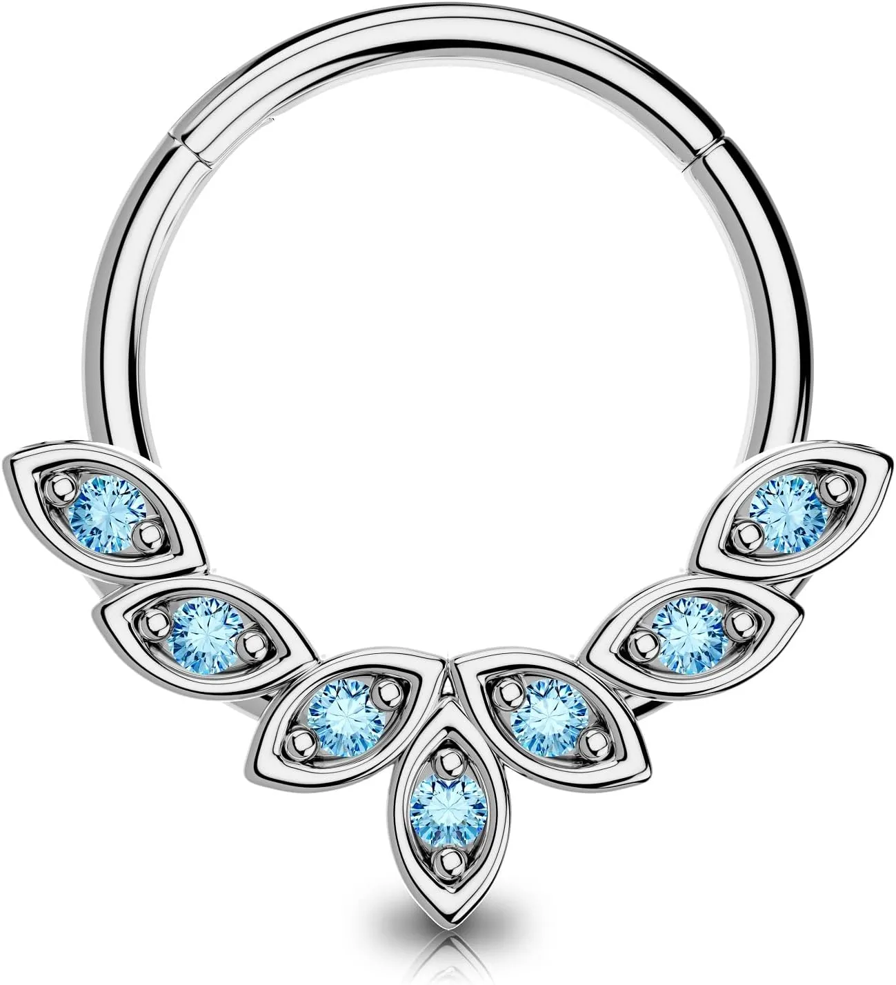 OUFER Septum Rings 16G, 316L Stainless Steel Septum Rings Hoops, Cluster CZ Hinged Segment Daith Helix Piercing Jewelry For Women And Men