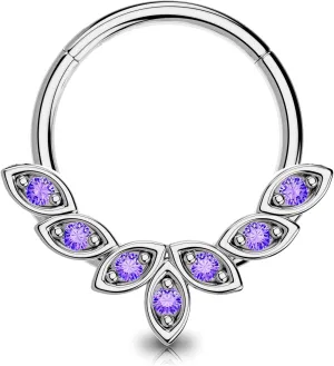 OUFER Septum Rings 16G, 316L Stainless Steel Septum Rings Hoops, Cluster CZ Hinged Segment Daith Helix Piercing Jewelry For Women And Men