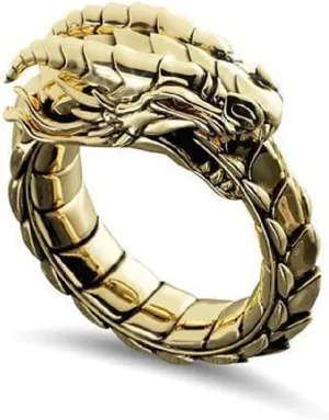 Ouroboros Ring, Gothic Dragon Ring for Men, Norse Viking Serpent Ring Snake Dragon Jewelry, Celtic Dragon Ring Hip Hop Dragon Band Ring Punk Dragon Animal Ring -s