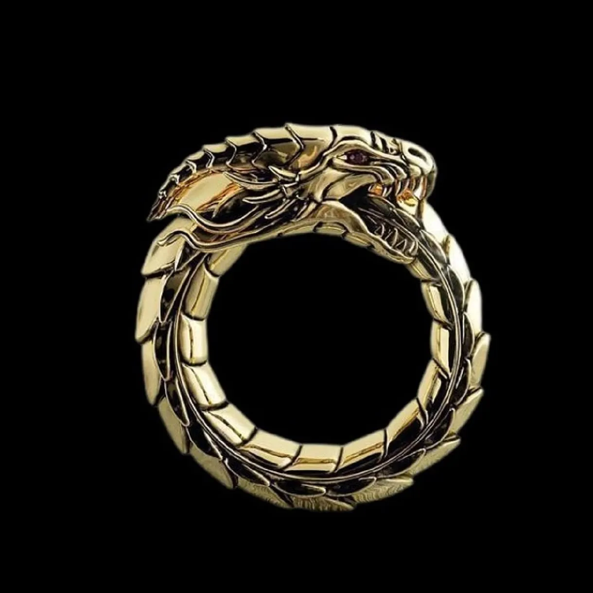 Ouroboros Ring, Gothic Dragon Ring for Men, Norse Viking Serpent Ring Snake Dragon Jewelry, Celtic Dragon Ring Hip Hop Dragon Band Ring Punk Dragon Animal Ring -s