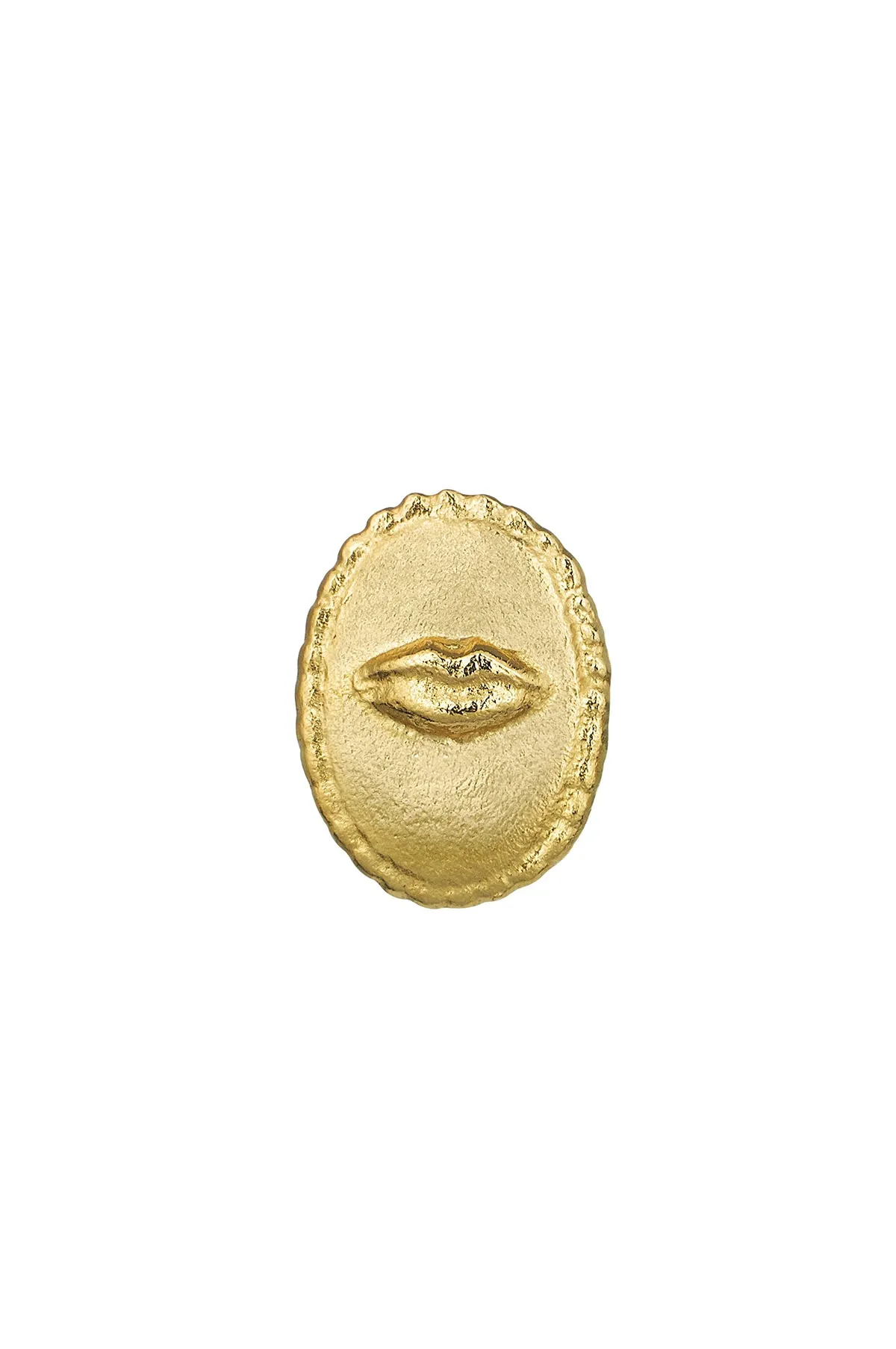 Oval Ex-Voto Lips Single Stud Earring Gold