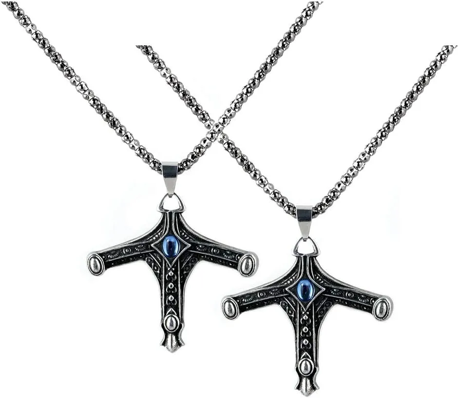 Pack of 2 Metal Bloodborne Sword Hunter Badge Necklace, Mens Necklace Pendant,Pendant Jewelry