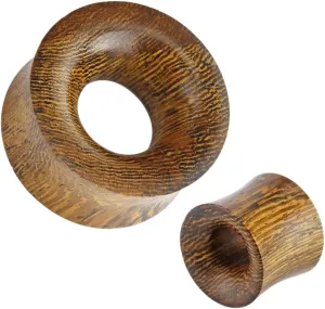 Pair of Concave Hollow Saddle Fit Snake Wood Tunnel Ear Plugs 3/4" (19 mm) Body Unique Jewelry Delicate Design Piercing Steel Surgical For Women