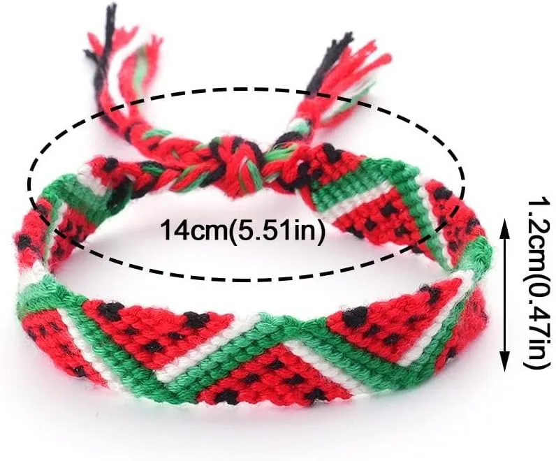 Palestine Bracelet, Palestinian Flag Watermelon Bracelet,Beaded Braided Wrist Wrap Bracelet Wristband, Country Flag Code Bracelet, Support Palestine