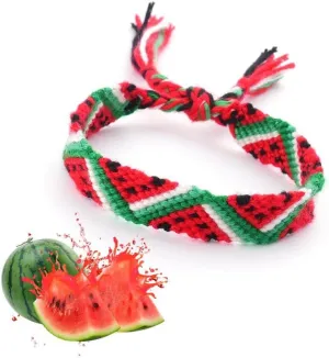 Palestine Bracelet, Palestinian Flag Watermelon Bracelet,Beaded Braided Wrist Wrap Bracelet Wristband, Country Flag Code Bracelet, Support Palestine