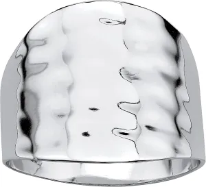 Palm Beach Jewelry Platinum Plated Hammered Dome Cigar Ring (5.5mm)