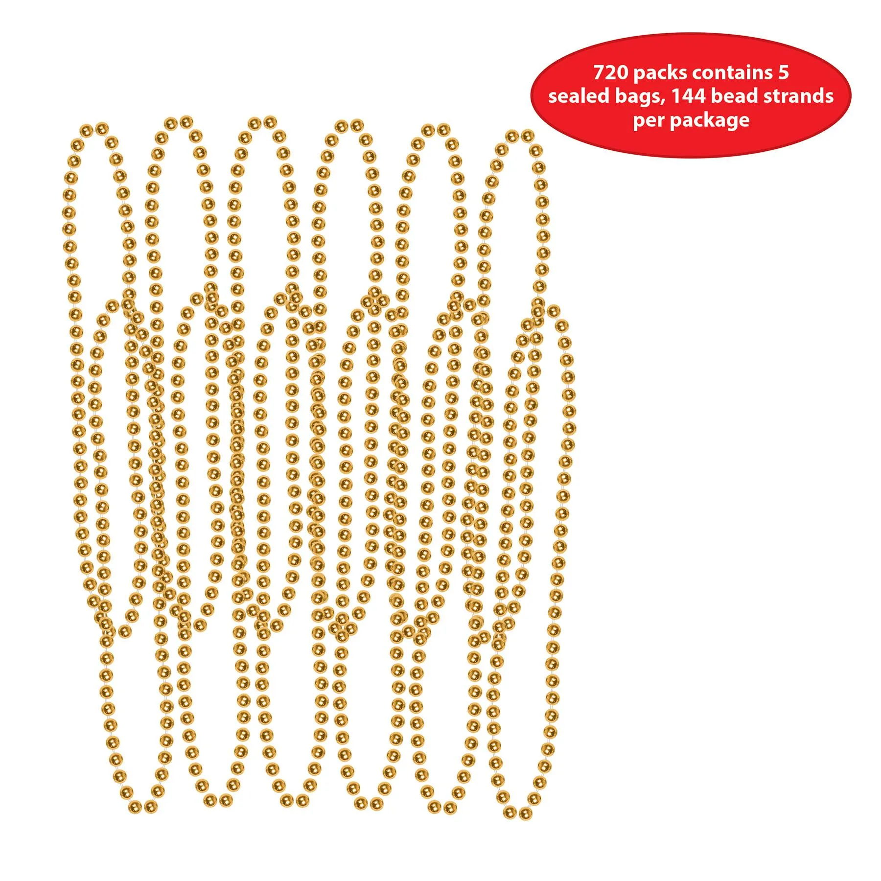 Party Bead Necklaces - Small Round - gold
