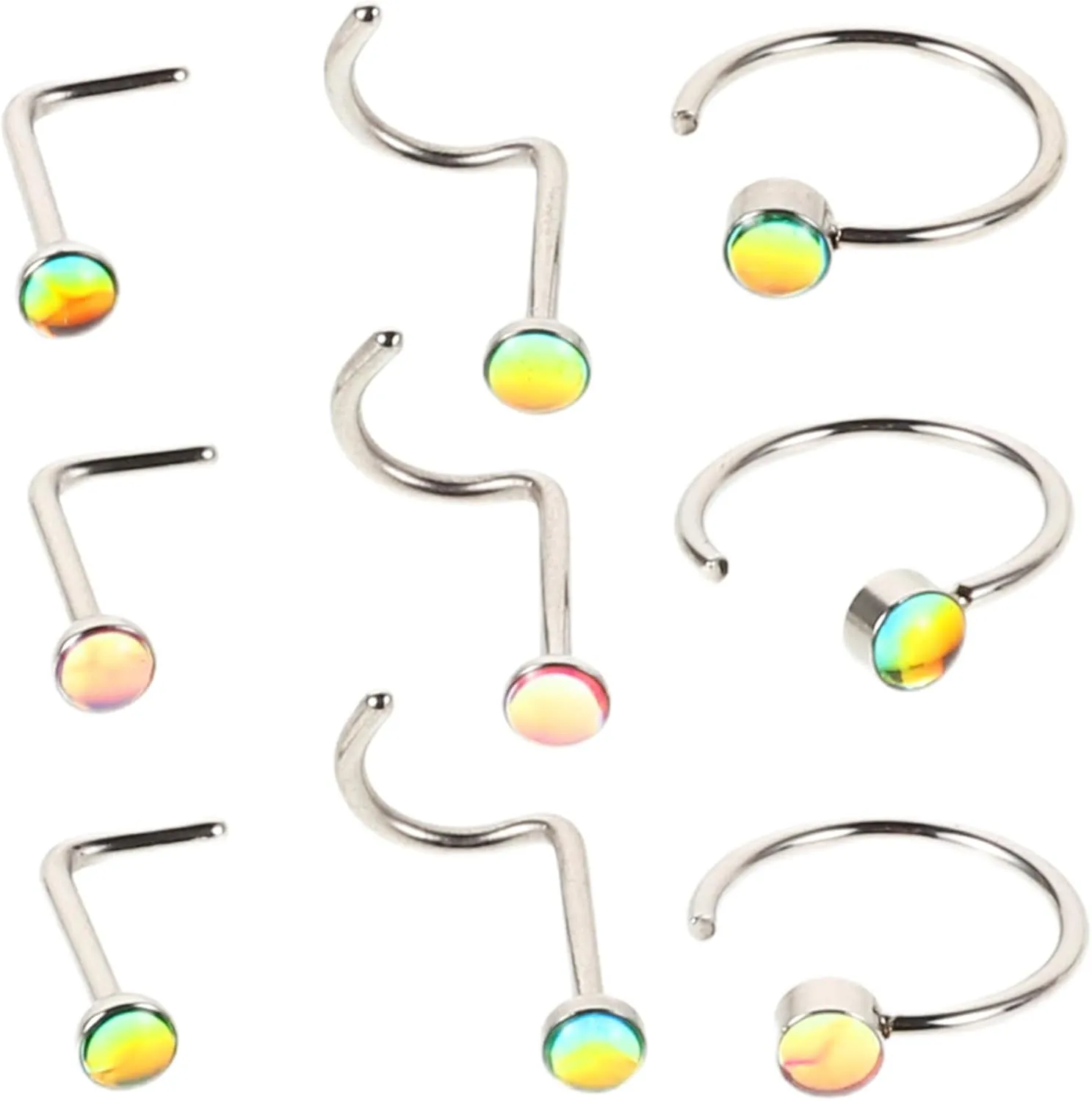 PartyKindom 1 Set Unique Gradient Color Nose Jewelry Cute Hoop Rings for Women Easy to Use Stylish Design for Personal Wear Gifting Occasion