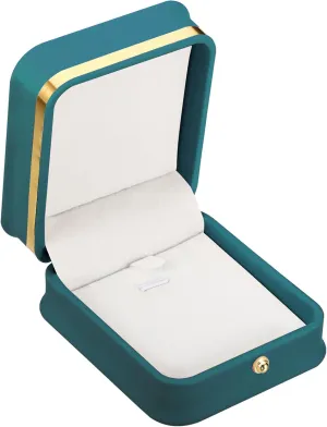 PATIKIL Velvet Necklace Box, Single Slot Vintage Jewelry Holder for Wedding Engagement Proposal Ceremony Anniversary Style 3, Green