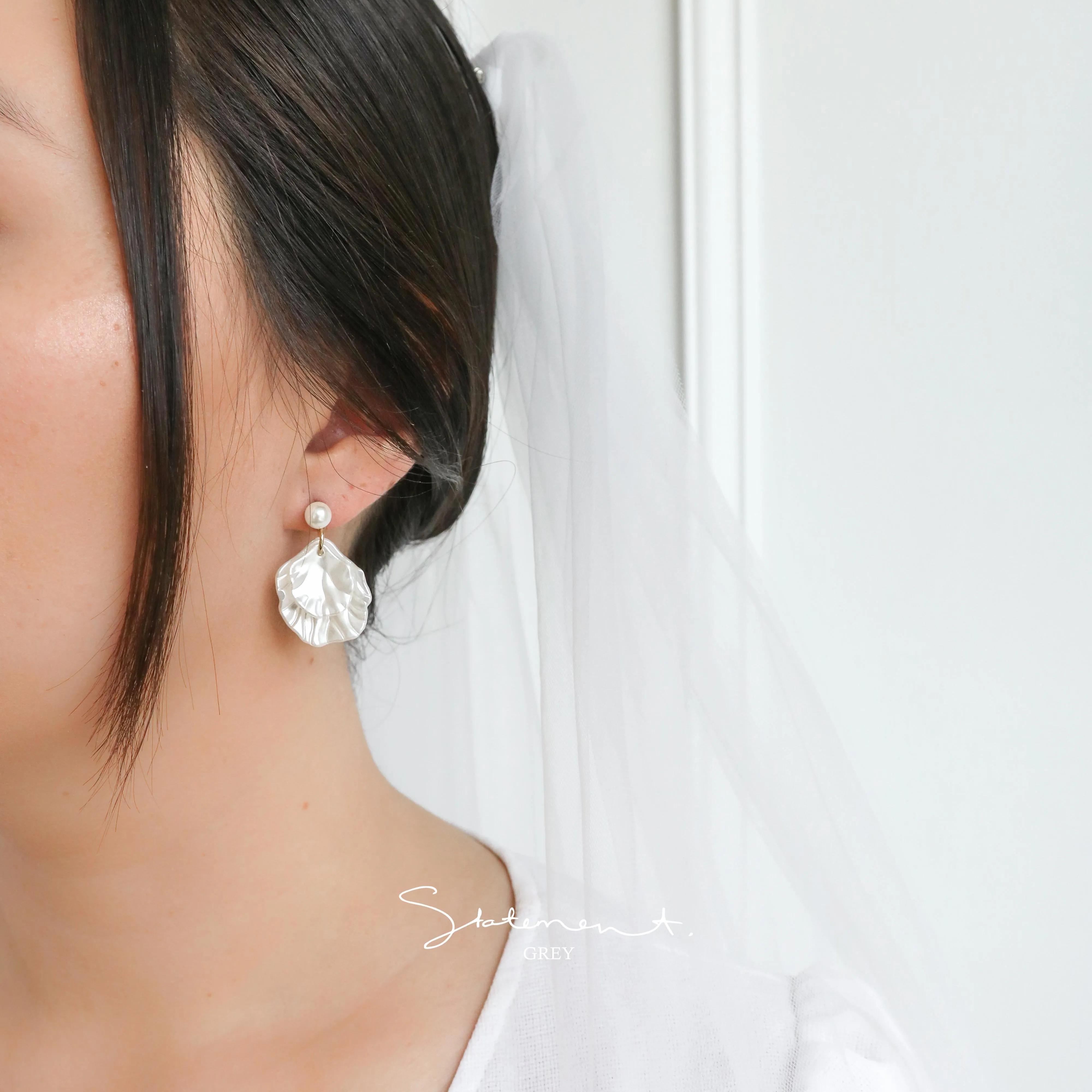 Pearl Petal Drop Earrings