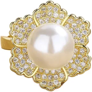 Pearl ring 925 sterling silver wedding ring Engagement ring Cocktail Ring Shiny fashion ring for women cubic zircon oxide ring women jewelry rings statement