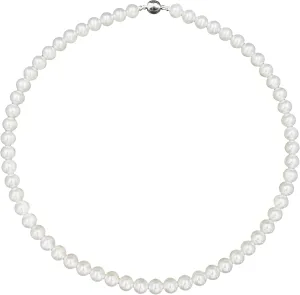Pearl Strand Necklace for Women with Faux White Round Crystal Pearl Easy Open Clasp 8-10mm Wide 17.72 Inches Bridesmaid Necklace Fashion Jewelry Gifts for Her