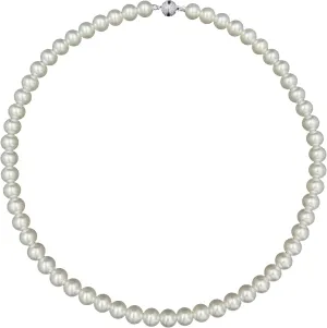 Pearl Strand Necklace for Women with Faux White Round Crystal Pearl Easy Open Clasp 8-10mm Wide 17.72 Inches Bridesmaid Necklace Fashion Jewelry Gifts for Her