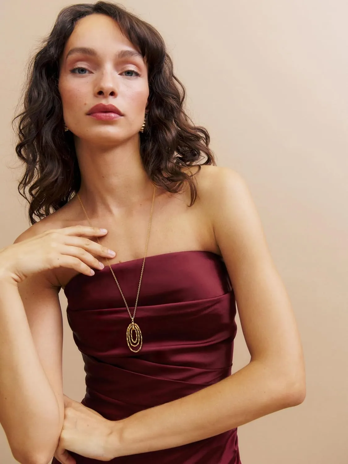 PEARLADA 18k Gold Chain Long Necklace, Boho Sweater Necklace for Women, Geometric Pendant Y Necklace