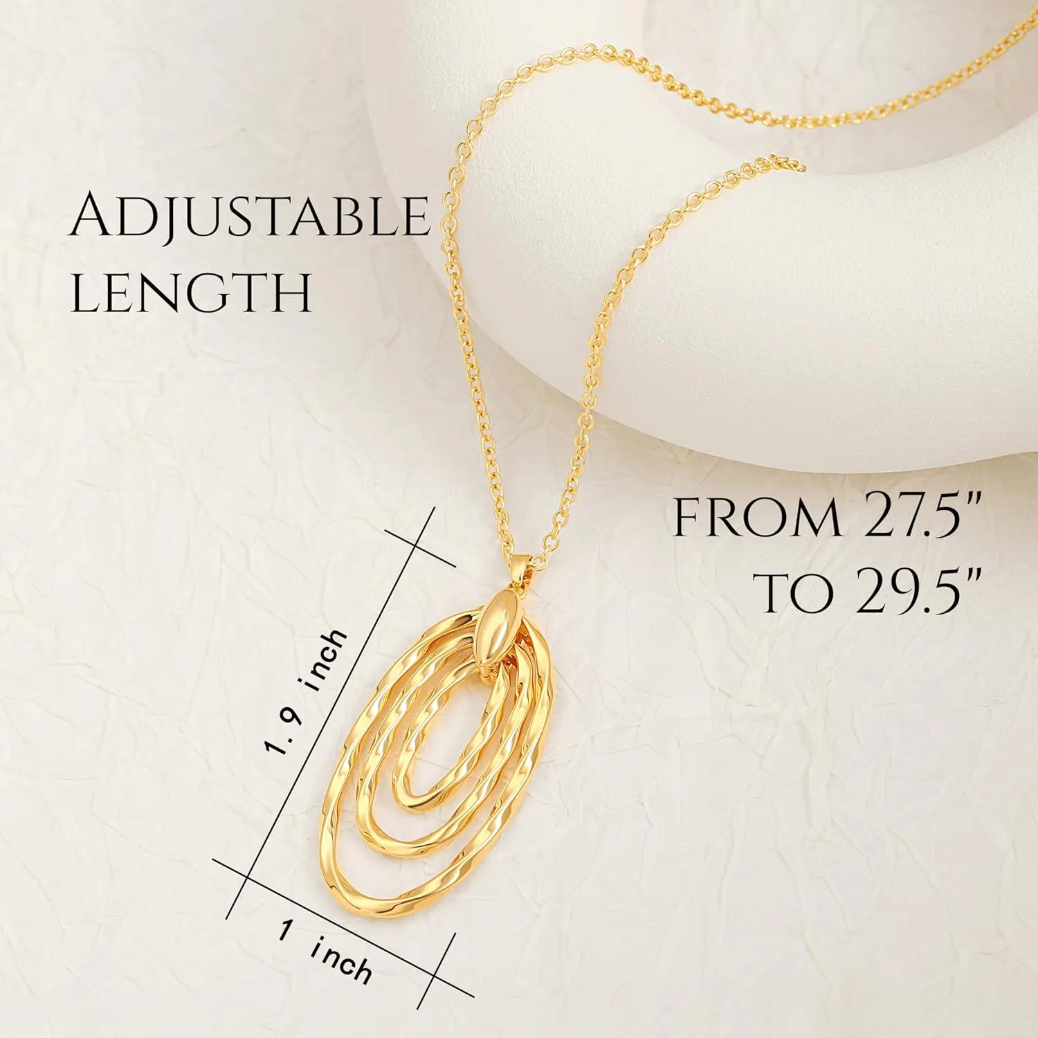 PEARLADA 18k Gold Chain Long Necklace, Boho Sweater Necklace for Women, Geometric Pendant Y Necklace