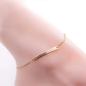 Personalized Gift Anklet Coordinate Gold Plated Bar Anklet GPS Personalized Delicate Initial Anklet with Bridesmaid Charms Hand Stamp or Machine Engraving Christmas, Best Graduation Day Gift