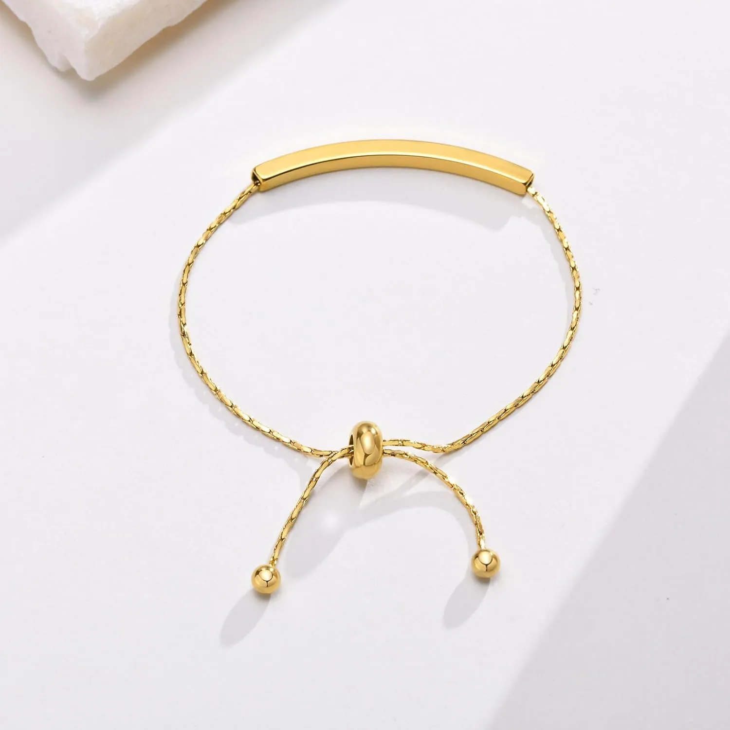 Personalized gift Gold Plated Adjustable Bar Bracelet for Women, Silver Bar Bracelet Stainless Steel Inspirational Friendship Cuff for Women Simple Delicate, 7.1" to 8.6"