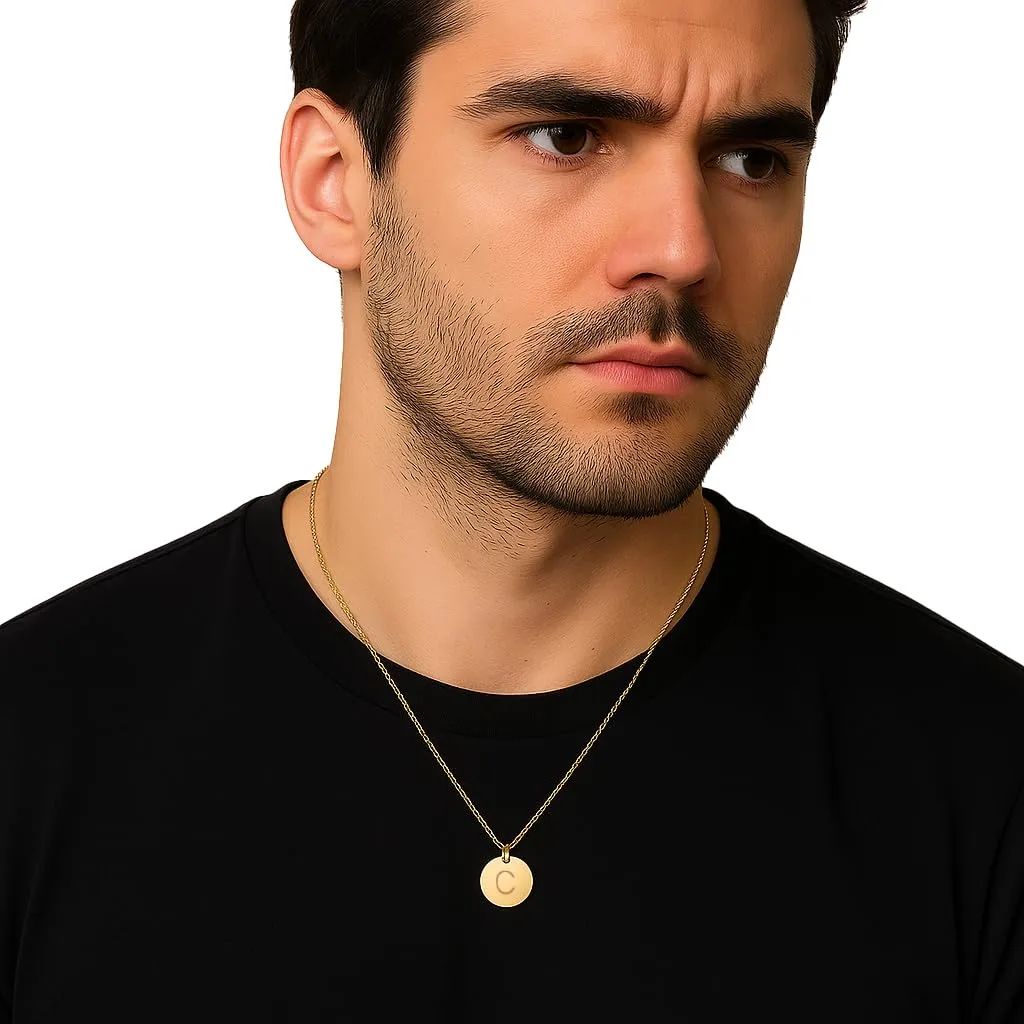 Personalized Initial Disc Necklace Dainty Circle Pendant Thick Gold Silver Rose Gold Coin Delicate Initial Disc Charms Necklace Best Graduation Day Gift Machine Engraving