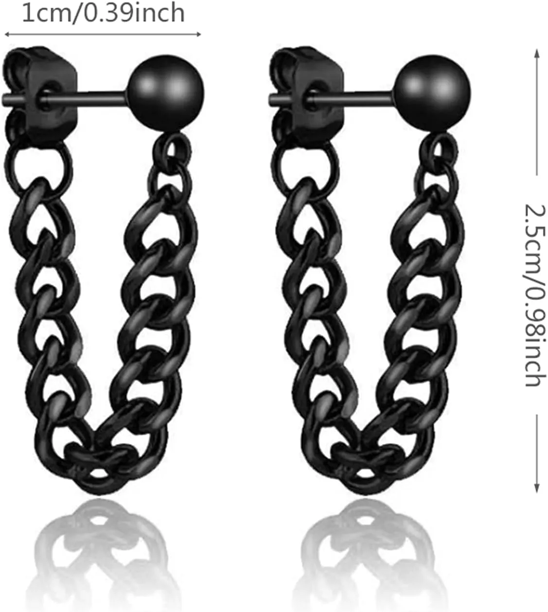 Personalized Punk Chain Tassel Ball Studs Unique Silver Chain Dangle Drop Earrings for Women Men Unisex