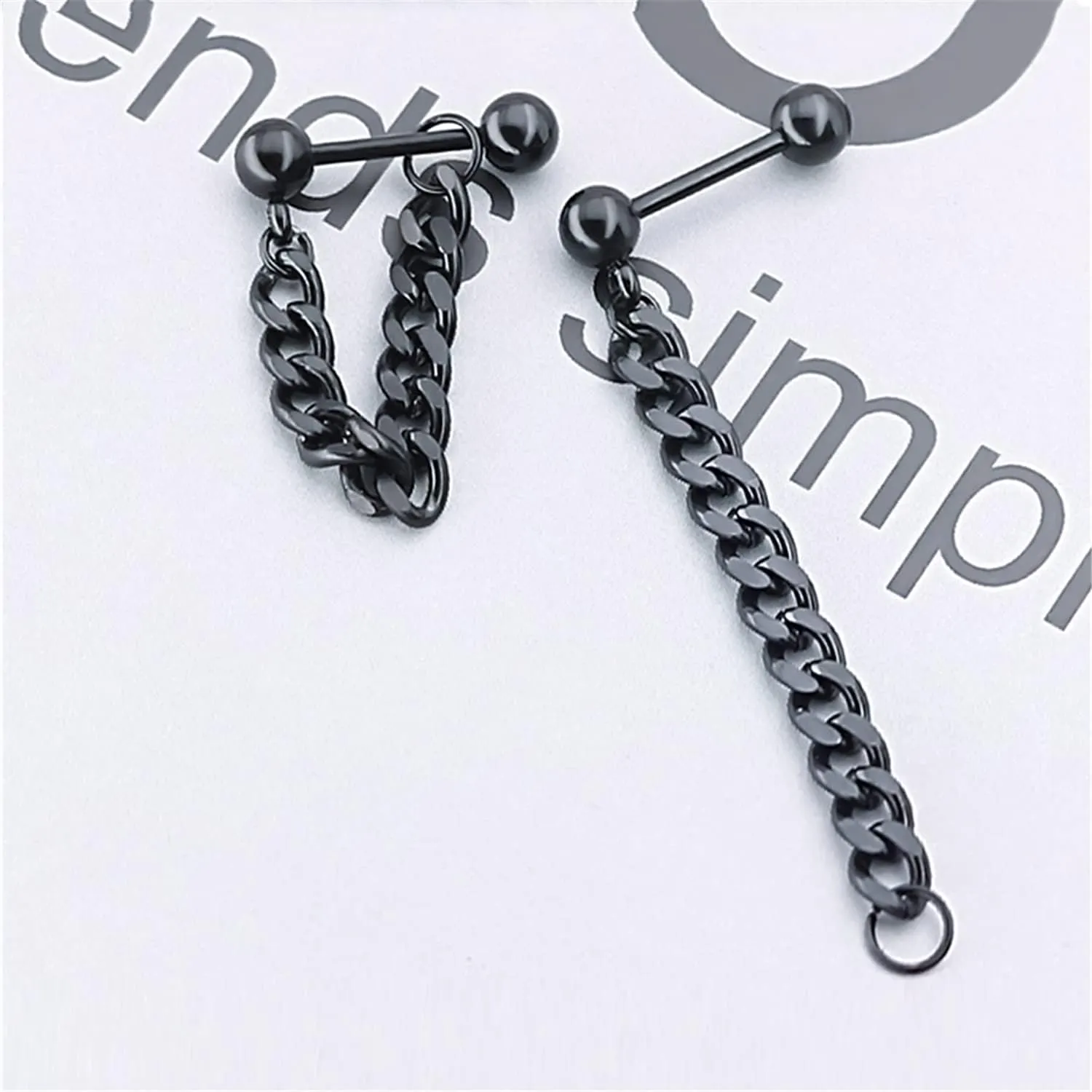 Personalized Punk Chain Tassel Ball Studs Unique Silver Chain Dangle Drop Earrings for Women Men Unisex