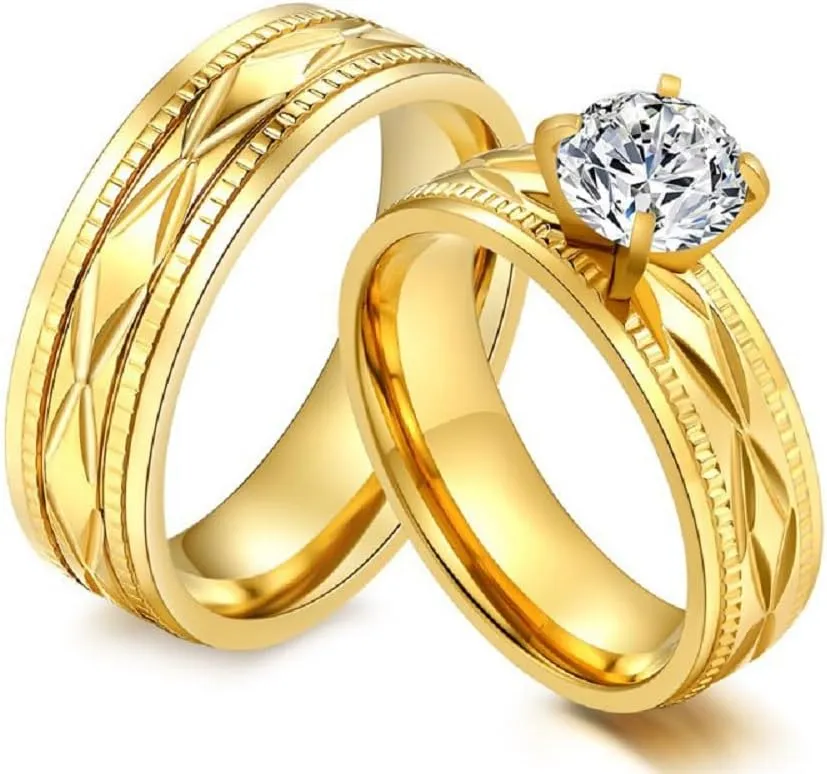Personalized Rings for Couples, 2 PCS Rings Set with Names Engraved, Customized Rings for Him and Her Wedding Bands Engagement Rings Promise Rings (C11)