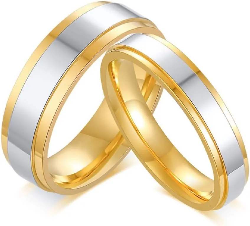 Personalized Rings for Couples, 2 PCS Rings Set with Names Engraved, Customized Rings for Him and Her Wedding Bands Engagement Rings Promise Rings (C15)
