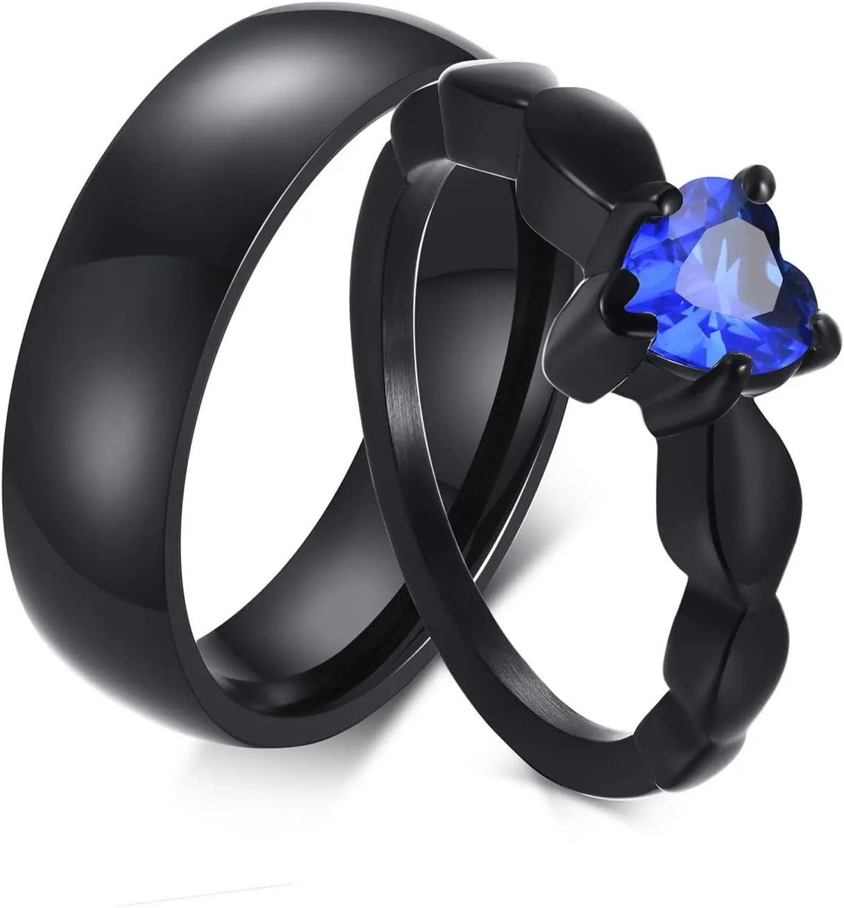 Personalized Rings for Couples, 2 PCS Rings Set with Names Engraved, Customized Rings for Him and Her Wedding Bands Engagement Rings Promise Rings (C2)