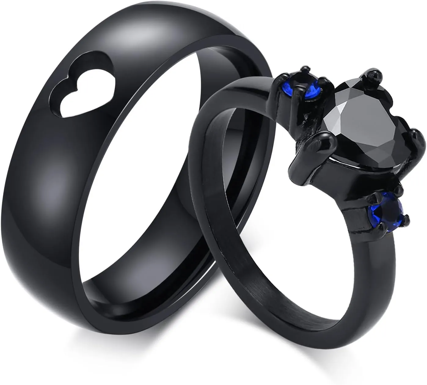 Personalized Rings for Couples, 2 PCS Rings Set with Names Engraved, Customized Rings for Him and Her Wedding Bands Engagement Rings Promise Rings (C5)