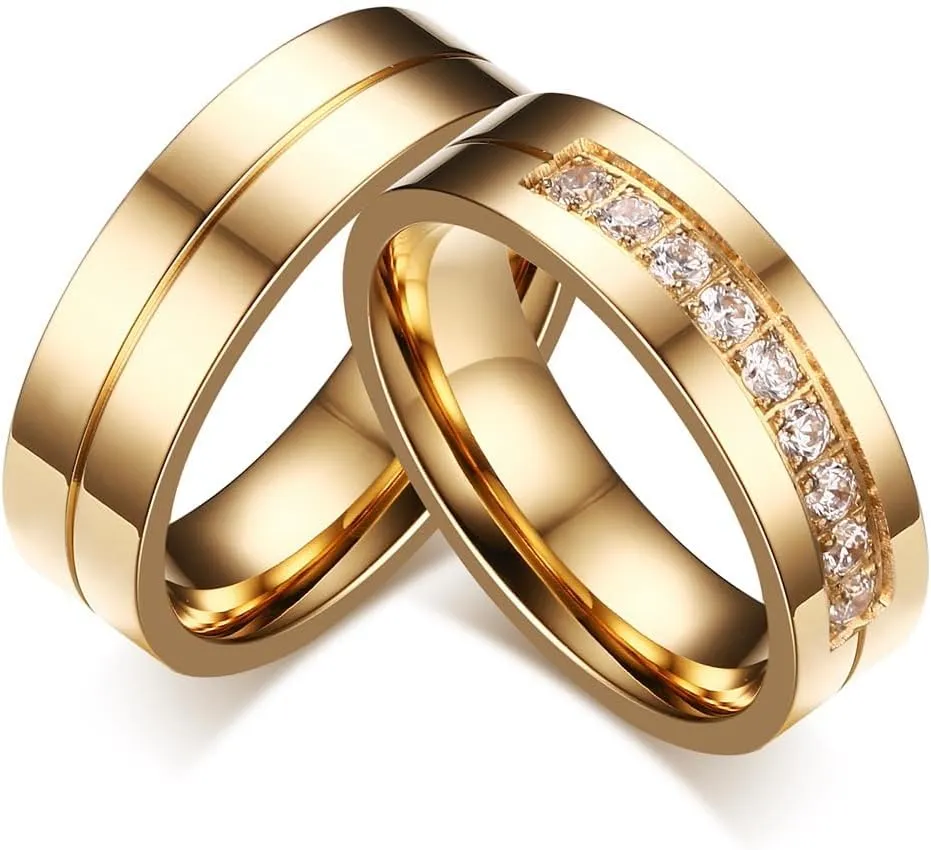 Personalized Rings for Couples, 2 PCS Rings Set with Names Engraved, Customized Rings for Him and Her Wedding Bands Engagement Rings Promise Rings (C8)