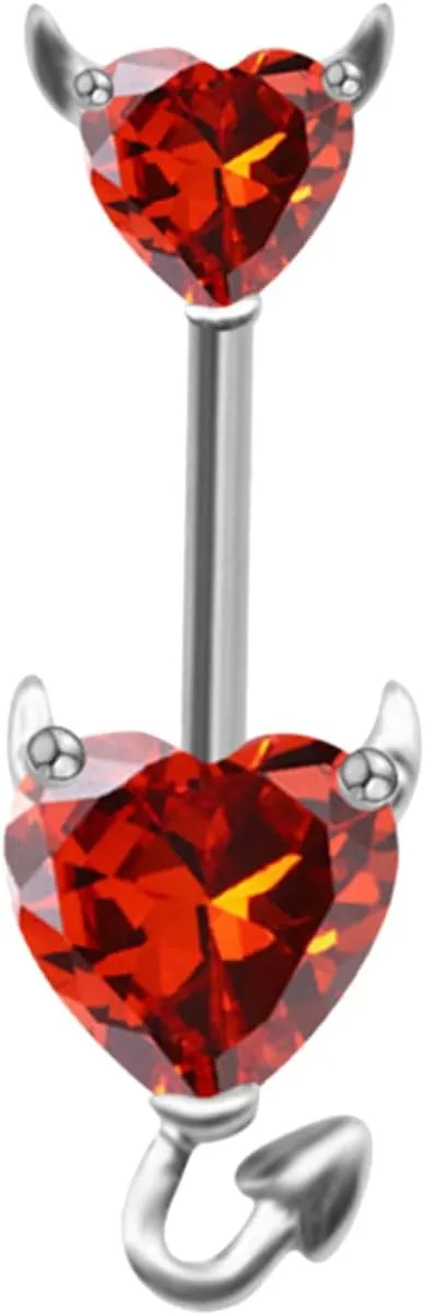 Piercing Rings Belly Button Rings Navel Belly Button Ring White Gold Red Zircon for Women