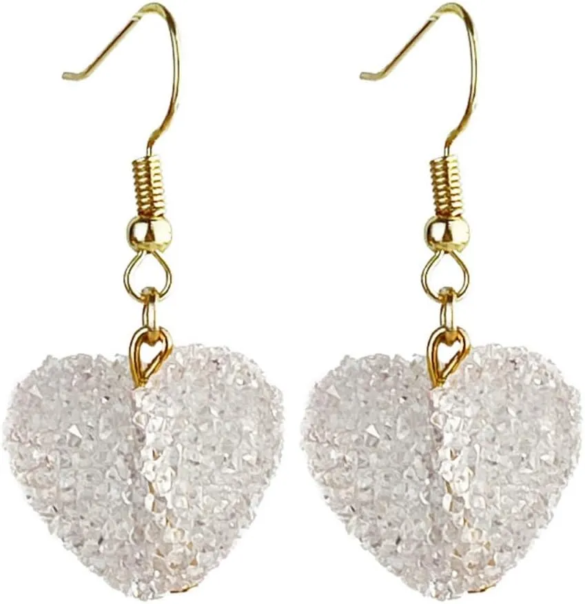 Pingyongchang Cute Sweet 3D Love Heart Gummy Candy Resin Dangle Drop Earrings for Women Delicate Candy Color Sparkly Resin Rhinestone Heart Earrings Couple Jewelry Gift