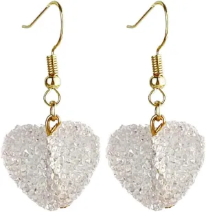Pingyongchang Cute Sweet 3D Love Heart Gummy Candy Resin Dangle Drop Earrings for Women Delicate Candy Color Sparkly Resin Rhinestone Heart Earrings Couple Jewelry Gift