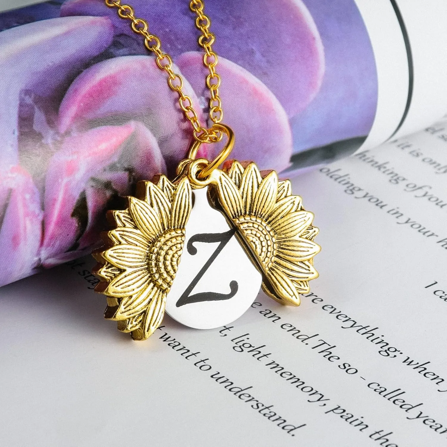 Pingyongchang Sunshine engraved necklace letter sunflower pendant necklace jewelry Mother's Day gift female