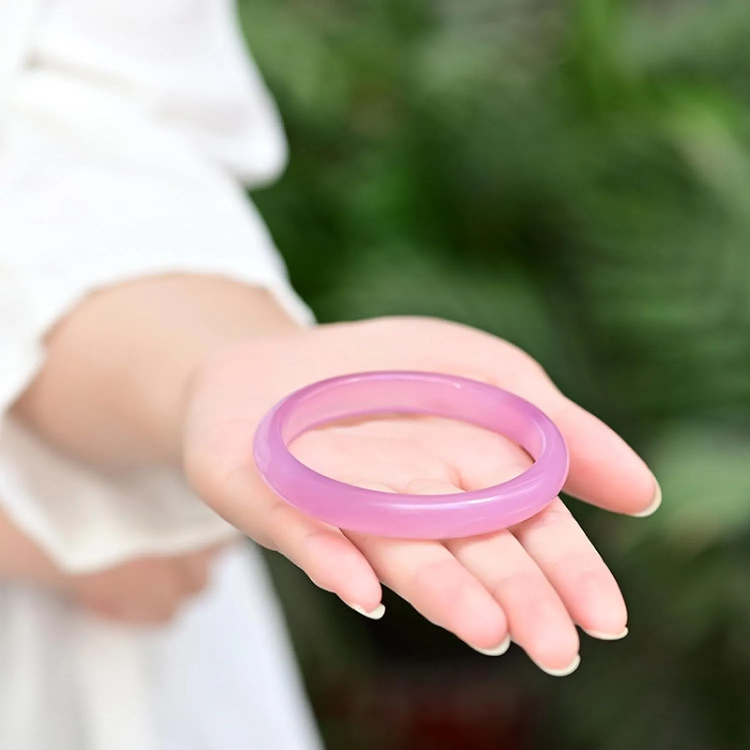 Pink Agate Bracelet, Natural Ice Violet Chalcedony, Fashionable Thin Jade Bracelet.