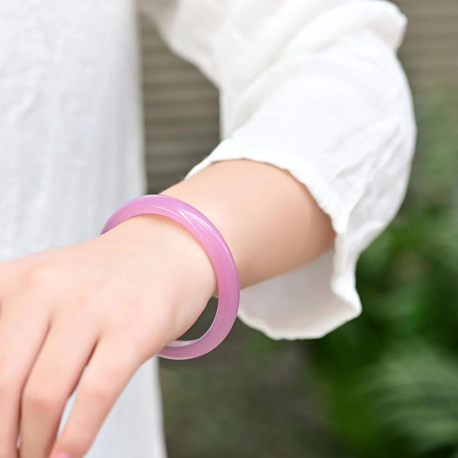 Pink Agate Bracelet, Natural Ice Violet Chalcedony, Fashionable Thin Jade Bracelet.