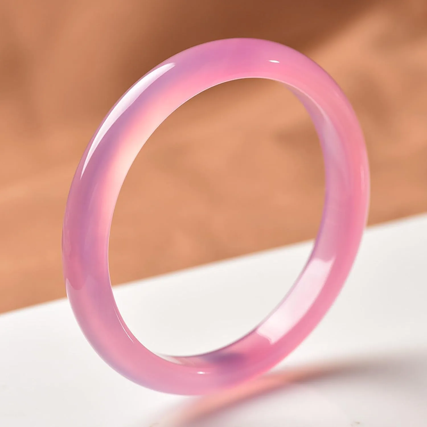 Pink Agate Bracelet, Natural Ice Violet Chalcedony, Fashionable Thin Jade Bracelet.