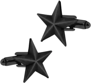 PinMart Black Nickel Star Vintage Military Style Cuff Link Set