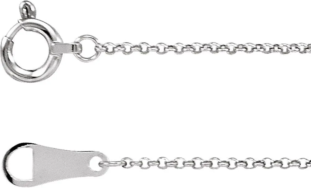 Platinum 1mm Rolo Chain with Lobster Clasp Necklace Fine Jewelry for Women Gifts for Her, 18"